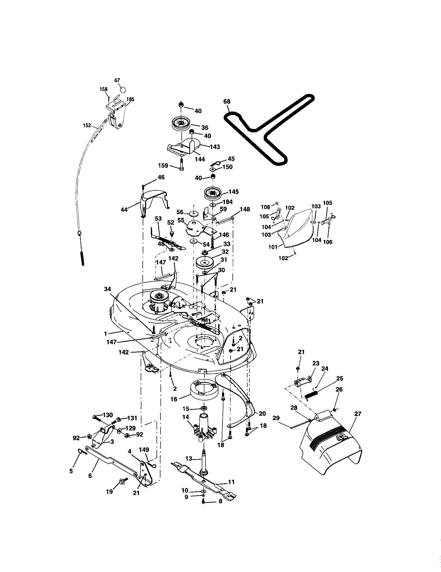Mower Deck Diagram and Parts List for 917273398  Craftsman Lawn Tractor