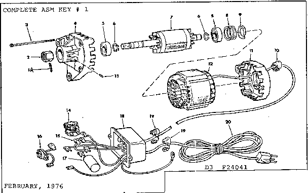 Motor And Control Box Asm. Diagram and Parts List for 11324041  Craftsman Power Motor