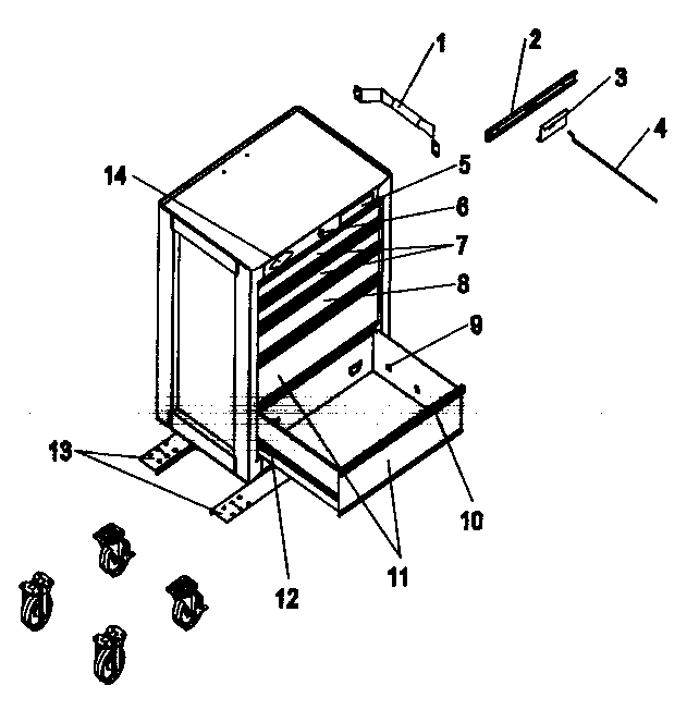 Tool Cart Diagram and Parts List for 706957340  Craftsman Tool Stand & Cart