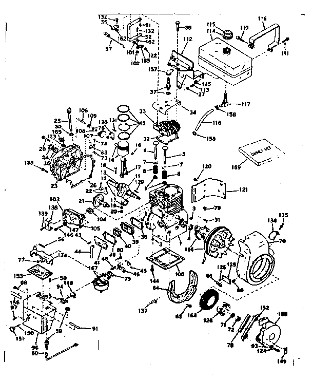 Basic Engine Diagram and Parts List for 143605052  Craftsman Engine