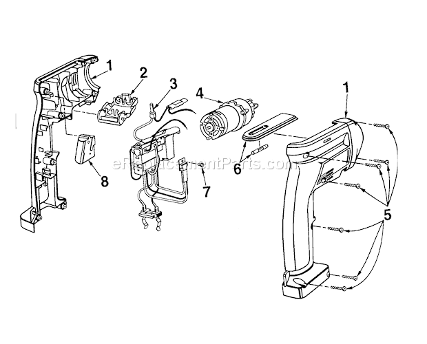 Housing / Motor Diagram and Parts List for 973111310  Craftsman Cordless Drill