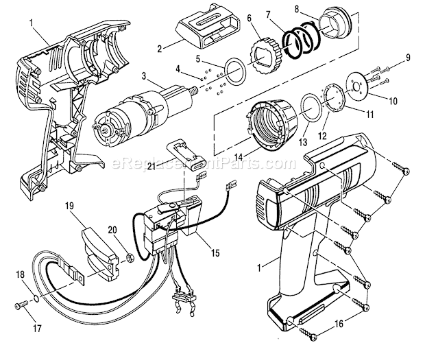 Page B Diagram and Parts List for 973111361  Craftsman Cordless Drill