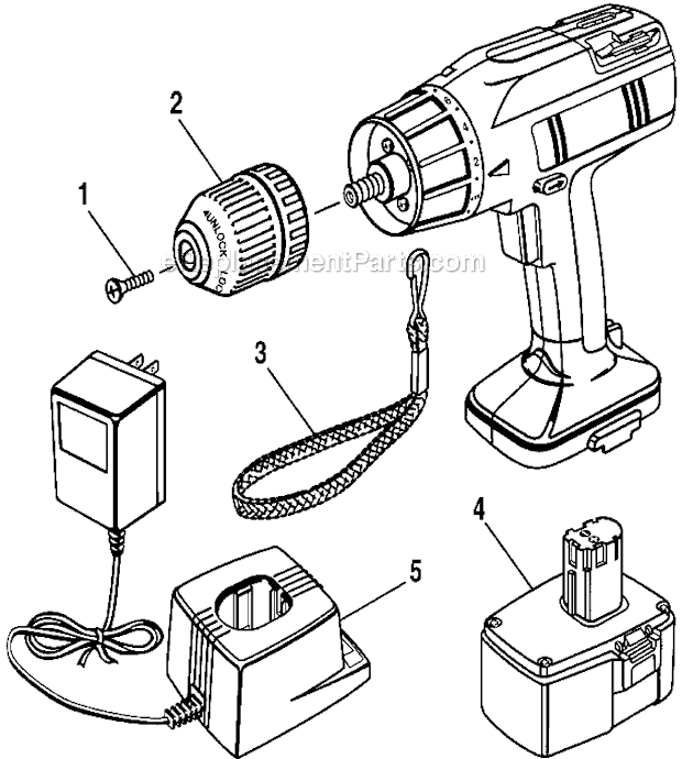 Page A Diagram and Parts List for 973111470  Craftsman Cordless Drill