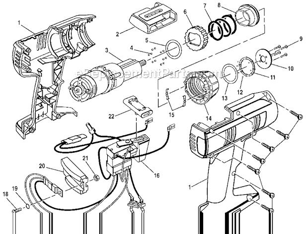 Page B Diagram and Parts List for 973111470  Craftsman Cordless Drill