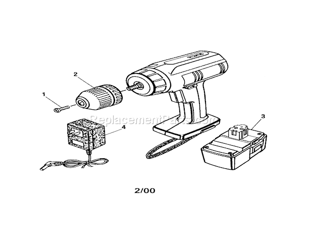 3/8" Cordless Drill Diagram and Parts List for 973111620  Craftsman Cordless Drill