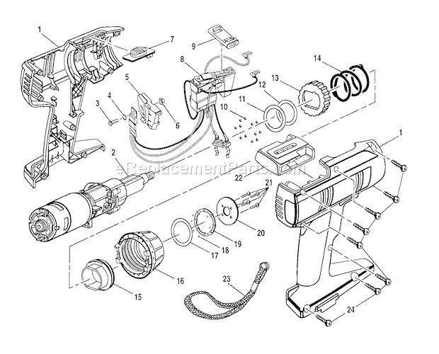 Housing Diagram and Parts List for 973113051  Craftsman Cordless Drill