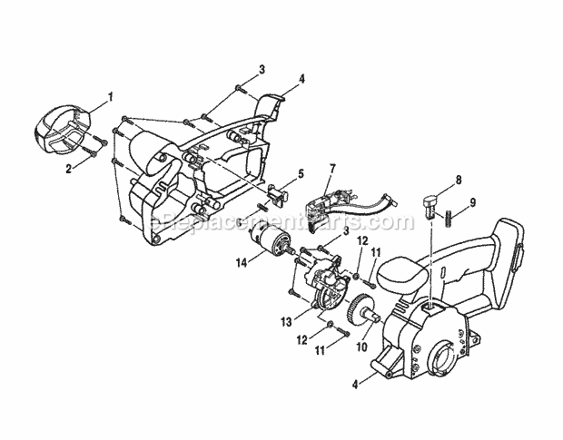 Housing Diagram and Parts List for 973113080  Craftsman Circular Saw
