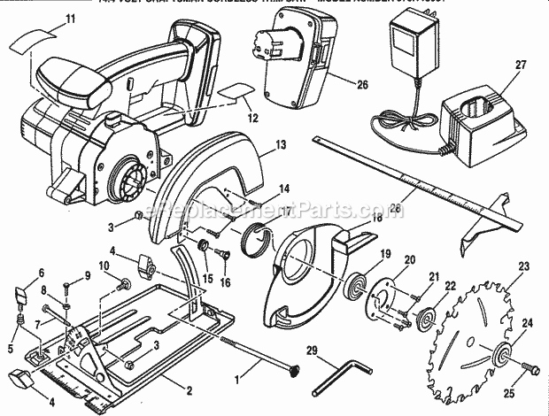 Saw Assy Diagram and Parts List for 973113081  Craftsman Circular Saw