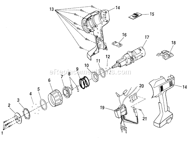 Page B Diagram and Parts List for 973113180  Craftsman Cordless Drill