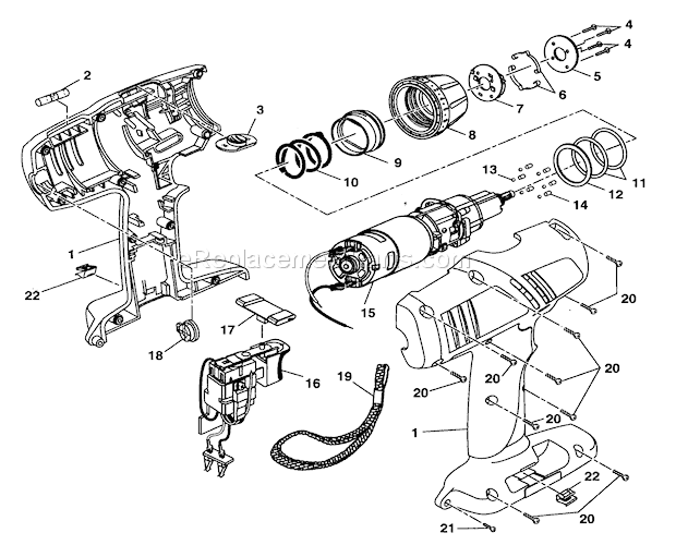 Housing Diagram and Parts List for 973113451  Craftsman Cordless Drill