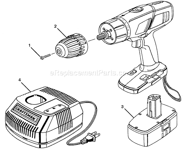 Drill Diagram and Parts List for 973114170  Craftsman Cordless Drill