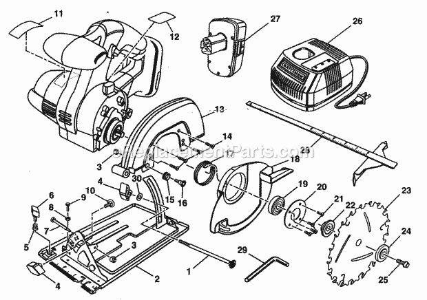 Base Assy Diagram and Parts List for 973114230  Craftsman Circular Saw