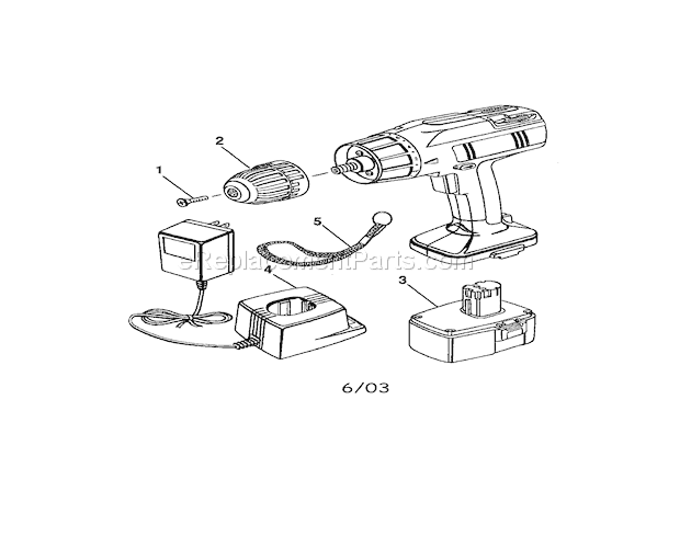Chuck/Battery Pack/Charge... Diagram and Parts List for 973114240  Craftsman Cordless Drill