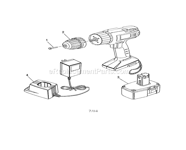 14.4 Volt Cordless Drill-... Diagram and Parts List for 973225410  Craftsman Cordless Drill
