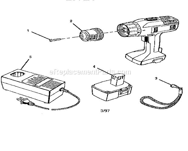 Unit Parts Diagram and Parts List for 973271570  Craftsman Cordless Drill