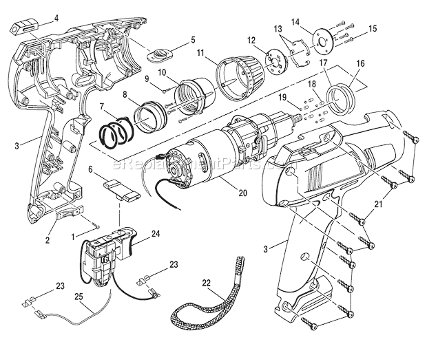 Motor/Gear Diagram and Parts List for 973271601  Craftsman Cordless Drill