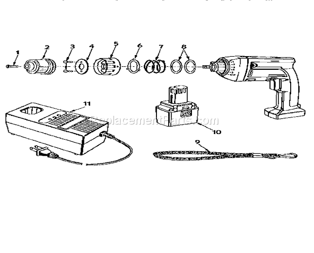 Unit Parts Diagram and Parts List for 973271950  Craftsman Cordless Drill