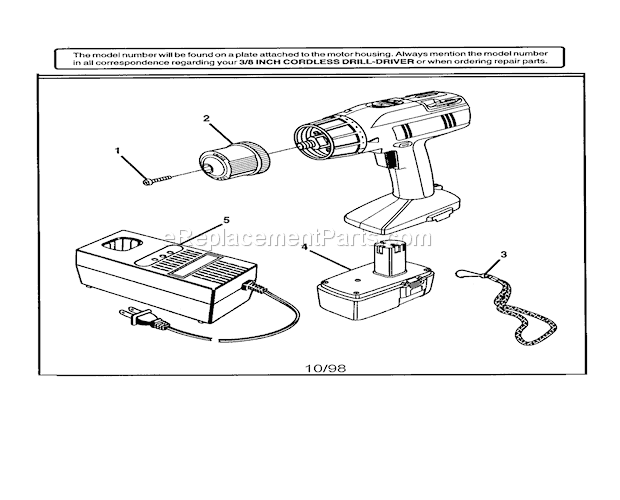 3/8" Cordless Drill-Drive... Diagram and Parts List for 973274980  Craftsman Cordless Drill