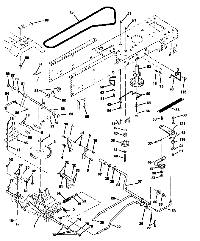 Drive Diagram and Parts List for 917258472  Craftsman Lawn Tractor