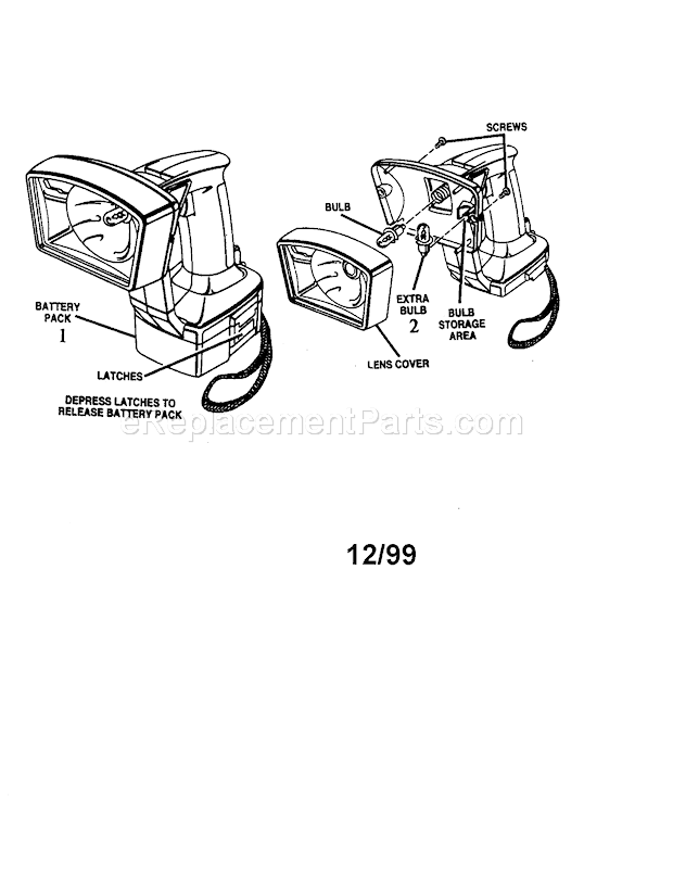 Flashlight Diagram and Parts List for 975815003  Craftsman Worklight & Flashlight