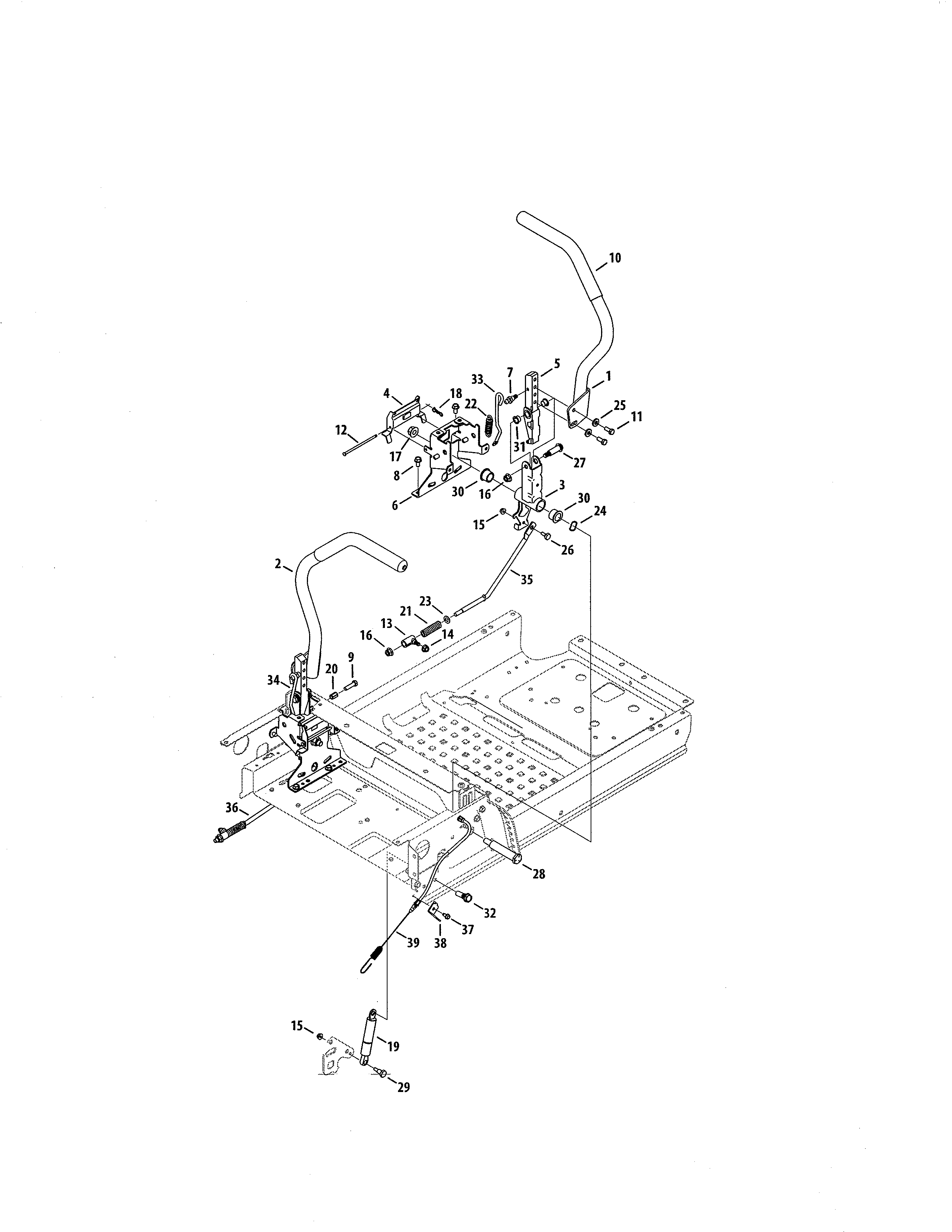 Lapbar Levers Diagram and Parts List for 247204121  Craftsman Engine