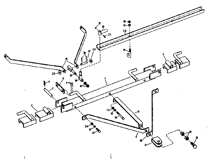 Hitch Assembly Diagram and Parts List for 2610  Craftsman Lawn Tractor