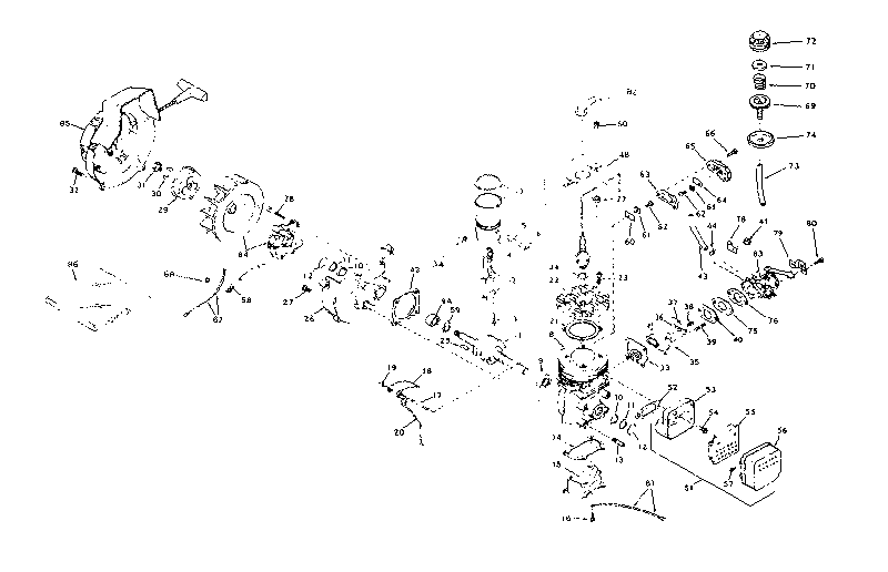 Basic Engine Diagram and Parts List for 200613111  Craftsman Engine