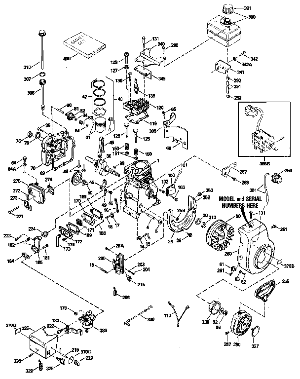 Replacement Parts Diagram and Parts List for 143814012  Craftsman Engine