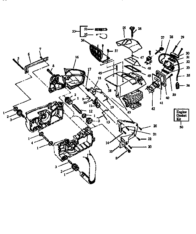 Handle Diagram and Parts List for 358354940  Craftsman Chainsaw