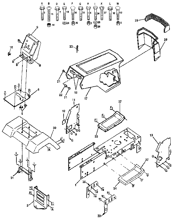 Chassis And Enclosures Diagram and Parts List for 917257281  Craftsman Lawn Tractor