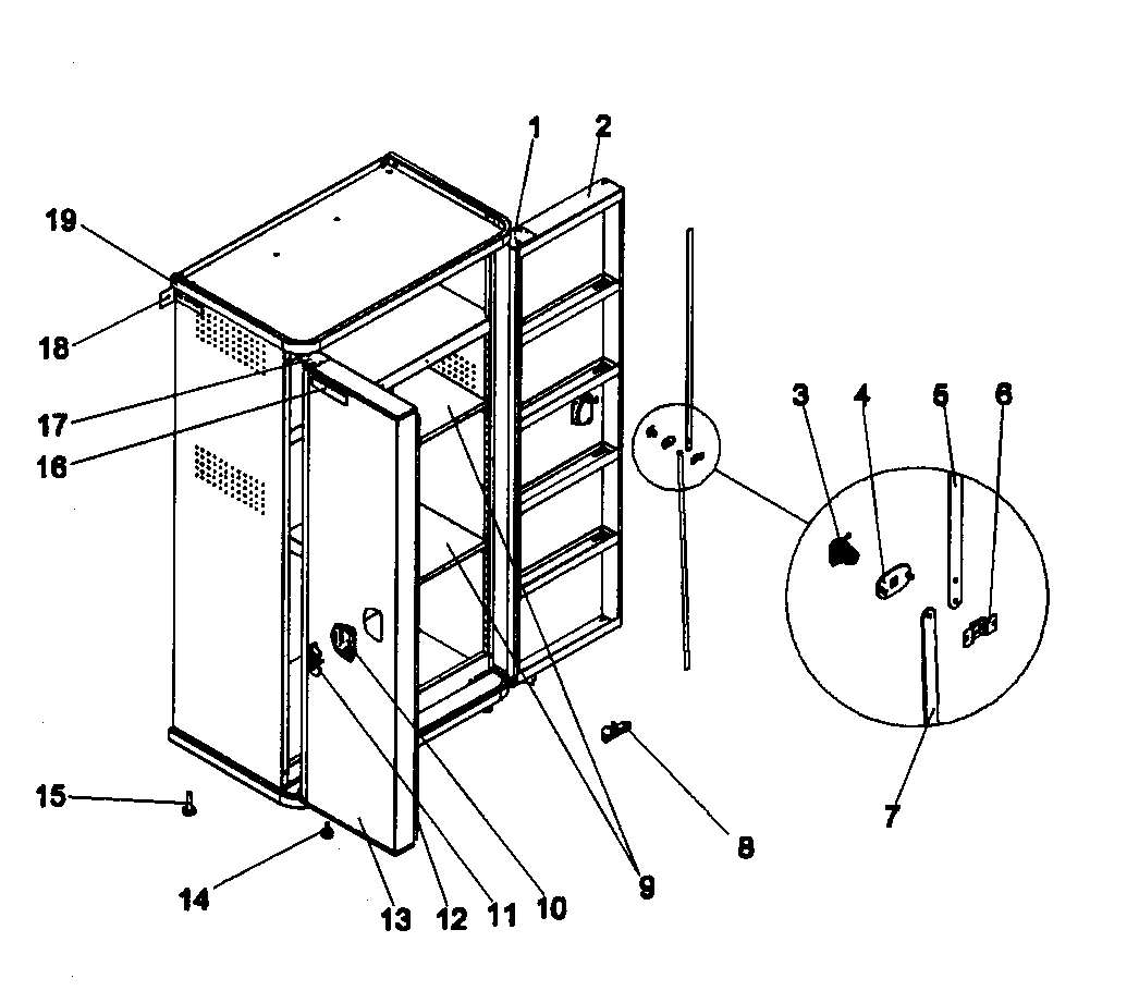 Floor Cabinet Diagram and Parts List for 706592740  Craftsman Tool Stand & Cart