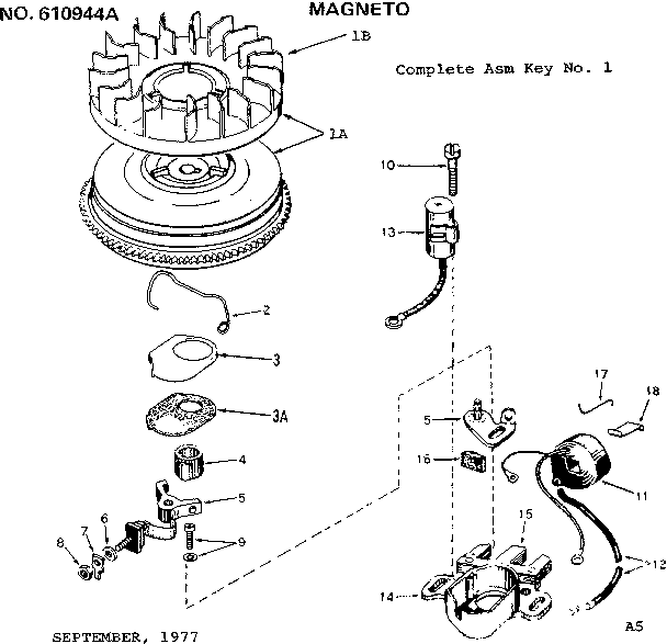 Magneto Diagram and Parts List for 143685012  Craftsman Engine