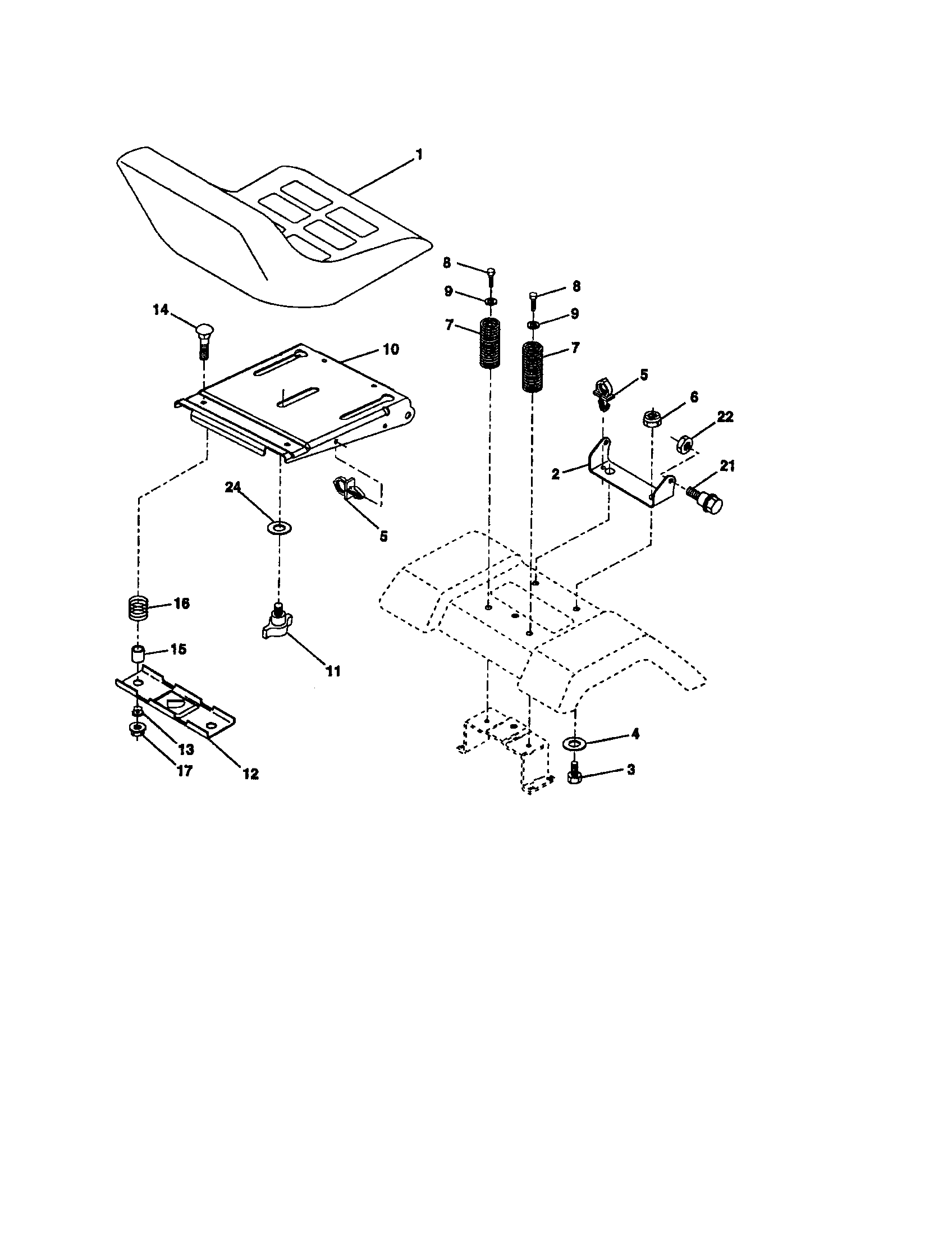 Seat Assembly Diagram and Parts List for 917273381  Craftsman Lawn Tractor