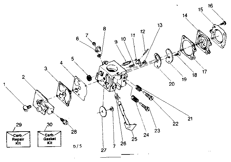 Carburetor Diagram and Parts List for 358798220  Craftsman Trimmer