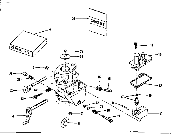 Carburetor No. 28991 Diagram and Parts List for 14383001  Craftsman Engine