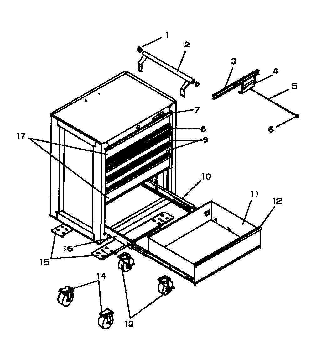 Cabinet Parts Diagram and Parts List for 706659152  Craftsman Tool Stand & Cart