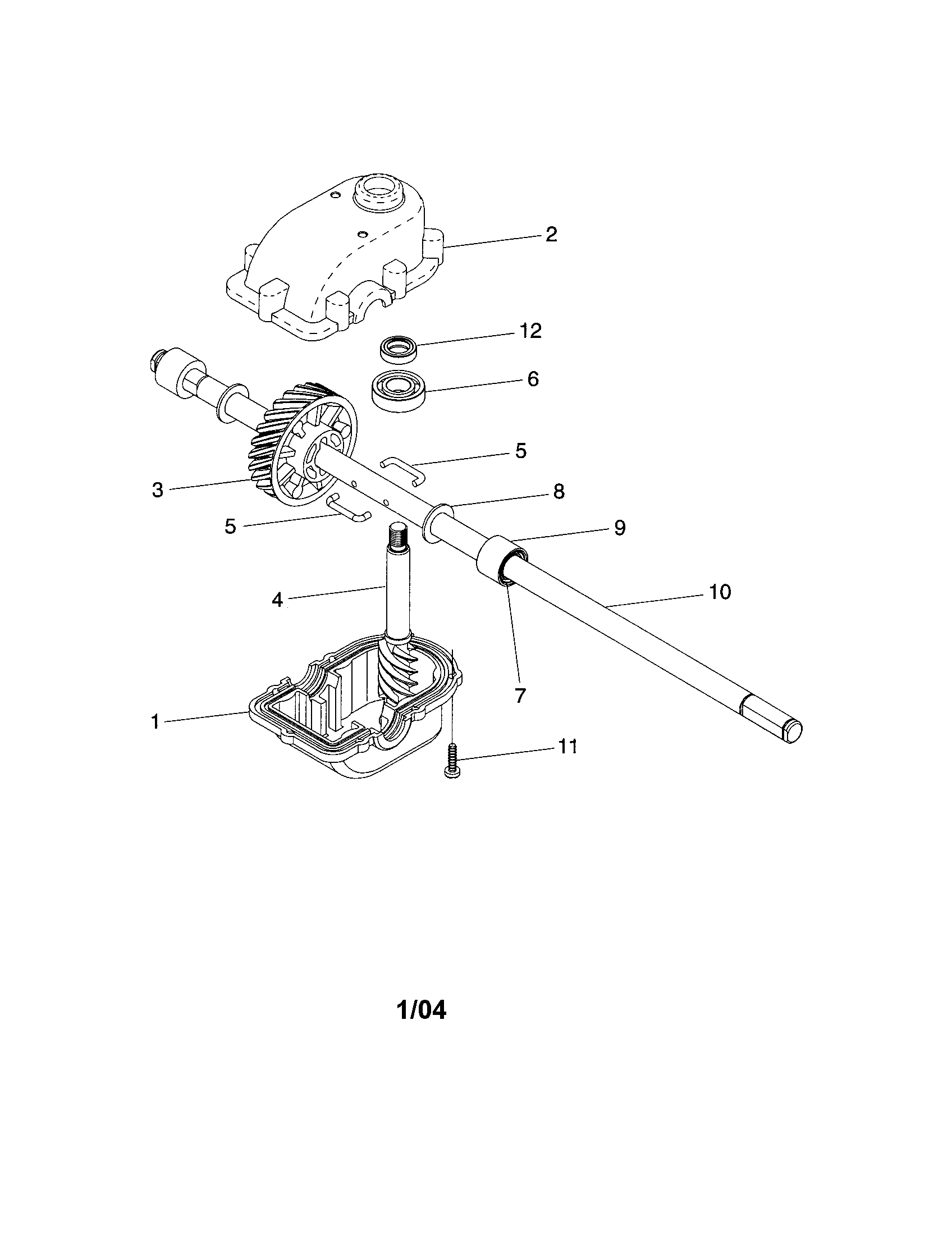 Gearcase Assembly Diagram and Parts List for 917188294  Craftsman Lawn Mower