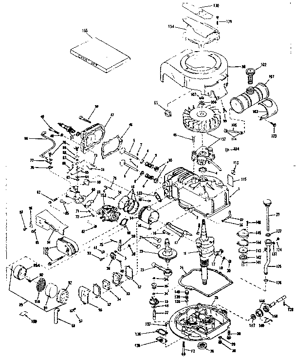 Basic Engine Diagram and Parts List for 143123031  Craftsman Engine