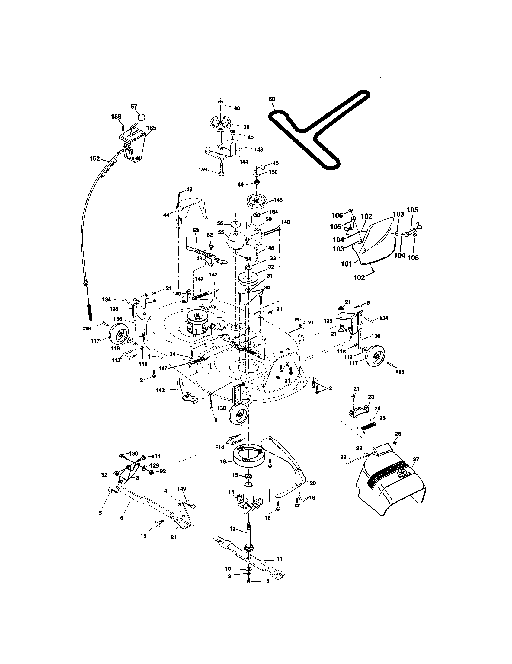 Mower Deck Diagram and Parts List for 917273810  Craftsman Lawn Tractor