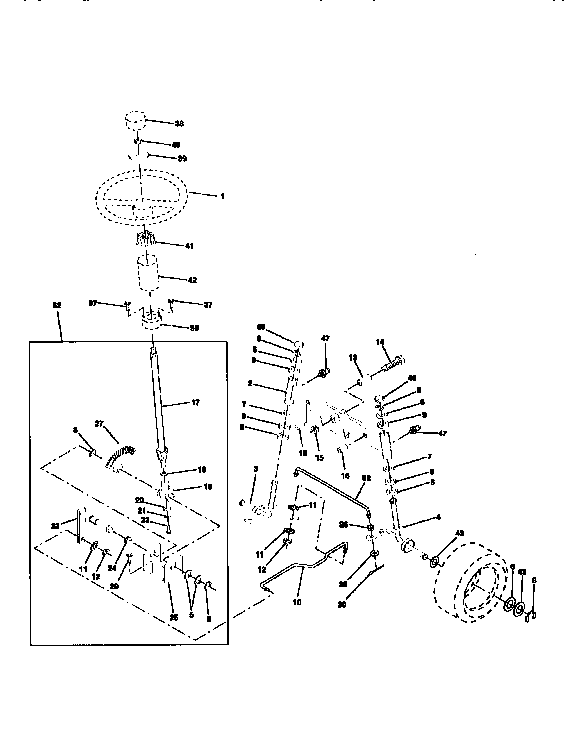Steering Assembly Diagram and Parts List for 917256350  Craftsman Lawn Tractor