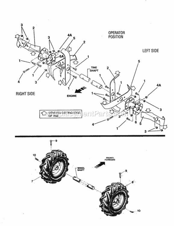 Page G Diagram and Parts List for 987293190  Craftsman Tiller