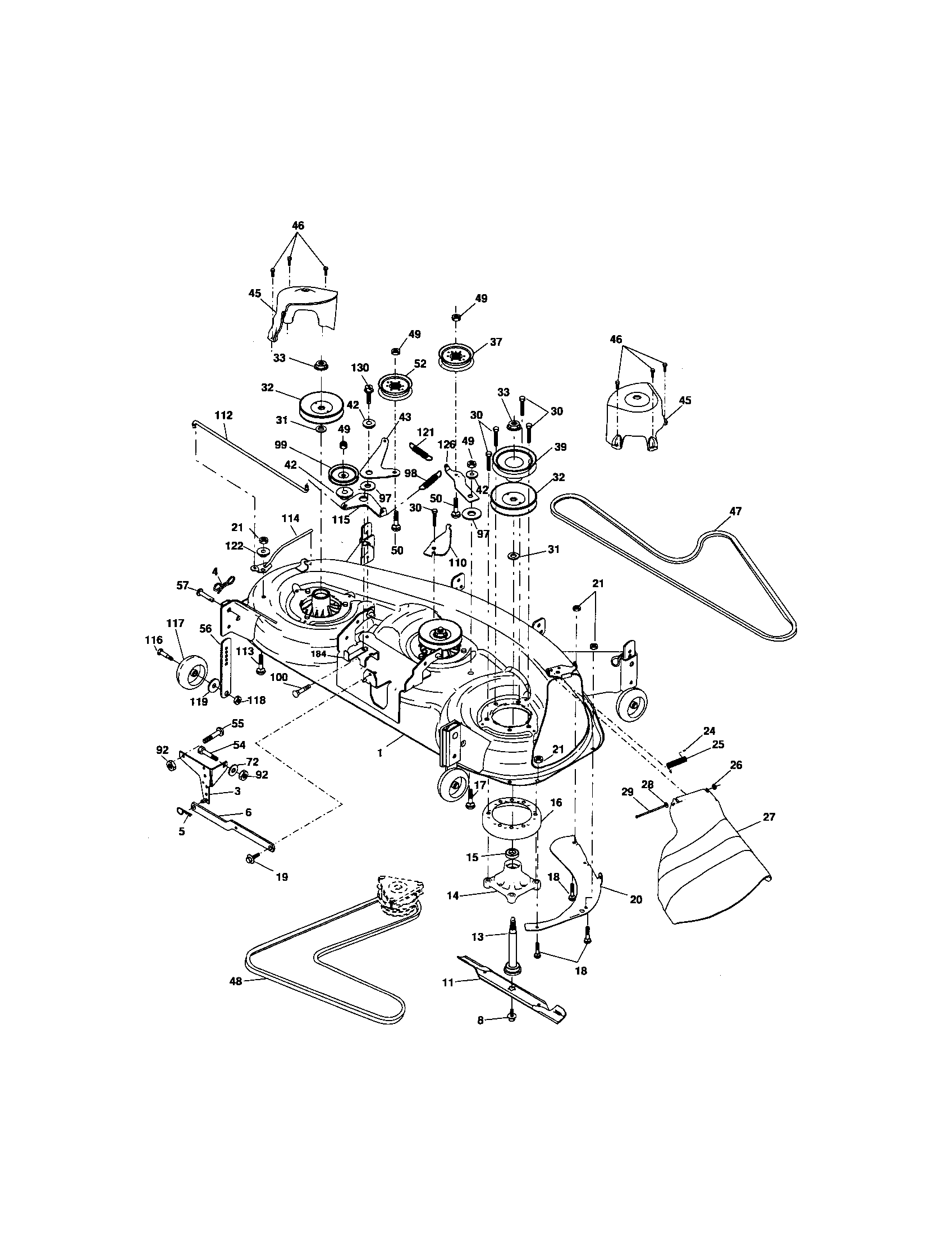 Mower Deck Diagram and Parts List for 917275702  Craftsman Lawn Tractor