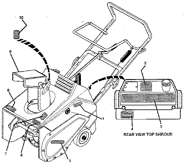 Decals Diagram and Parts List for 536884420  Craftsman Snow Blower