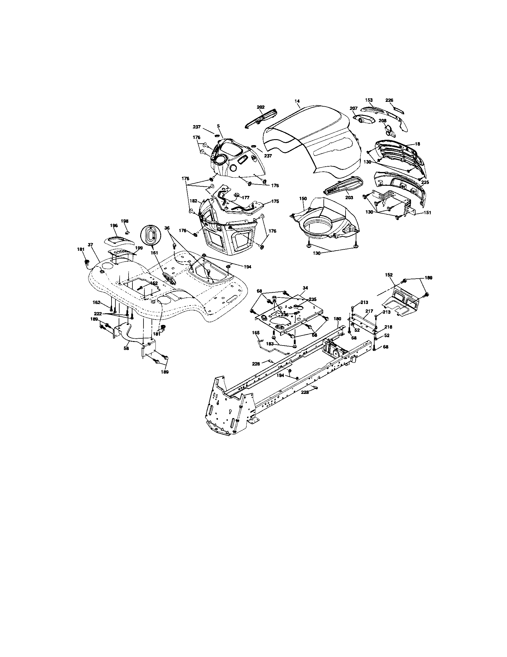 Chassis And Enclosures Diagram and Parts List for 917286450  Craftsman Lawn Tractor