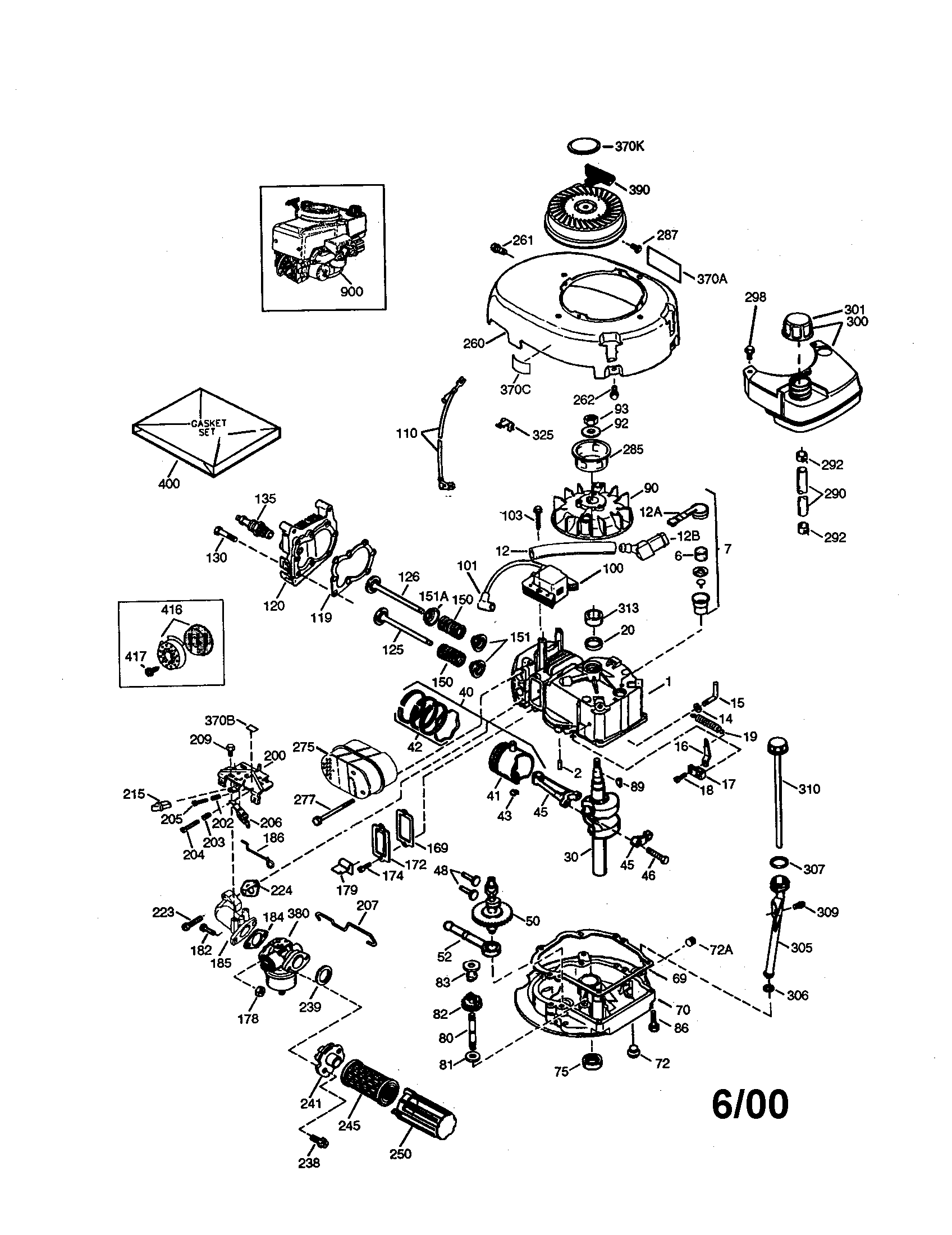 Craftsman 4-cycle Engine Diagram and Parts List for 143994018  Craftsman Engine