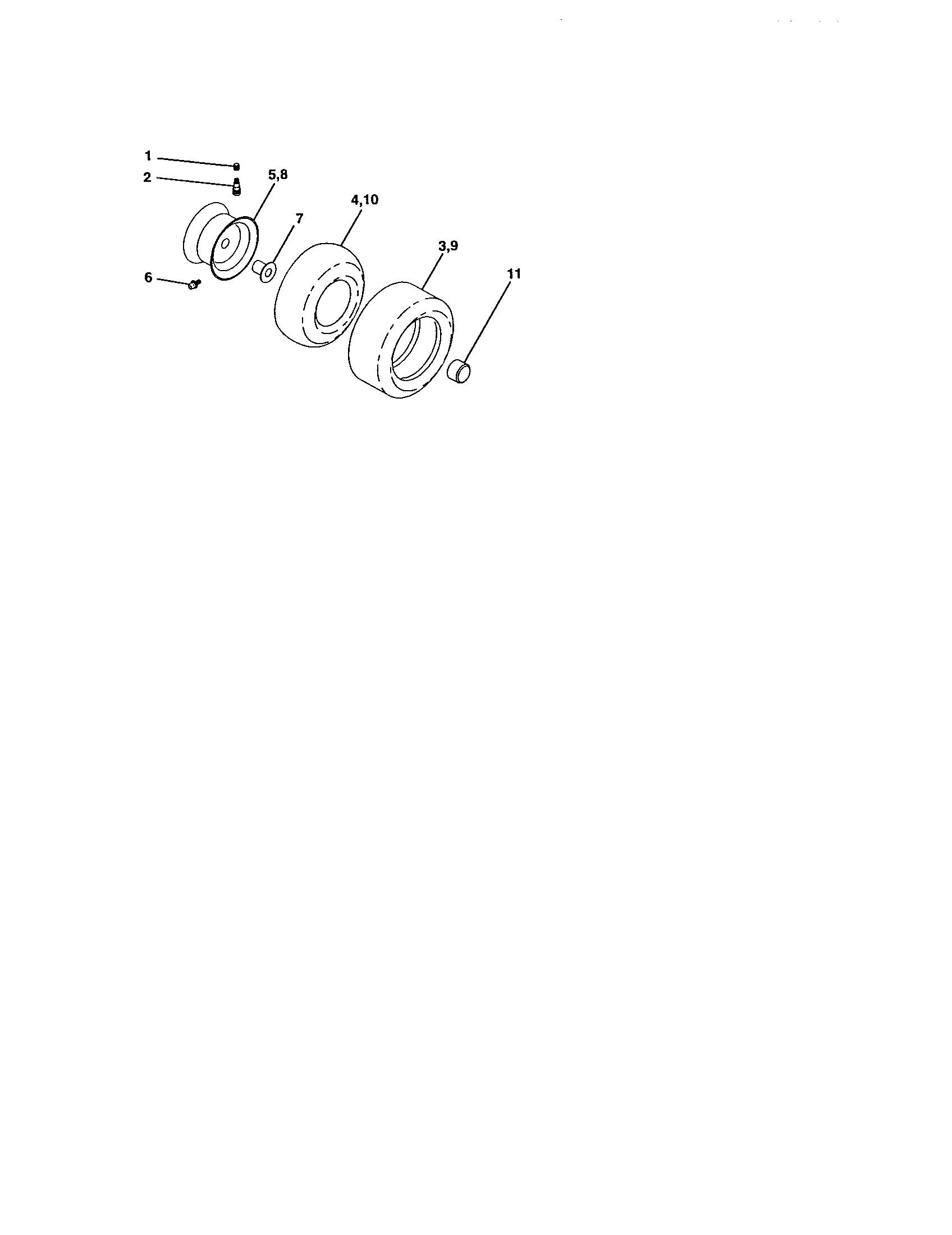 Wheels And Tires Diagram and Parts List for 917273710  Craftsman Lawn Tractor