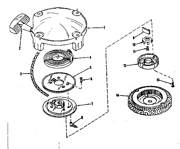 Rewind Starter Diagram and Parts List for 143126051  Craftsman Engine