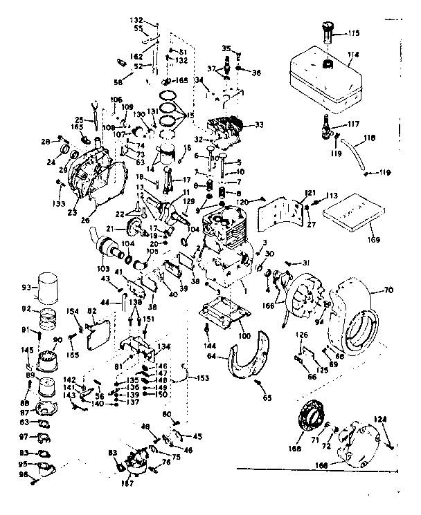 Basic Engine Diagram and Parts List for 143546122  Craftsman Engine