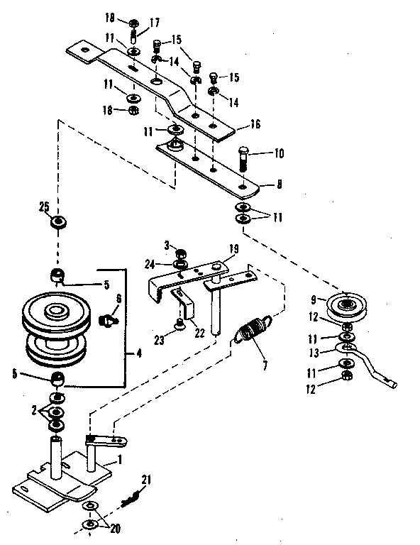 Pulley Assembly Diagram and Parts List for 842240724  Craftsman Snow Blower