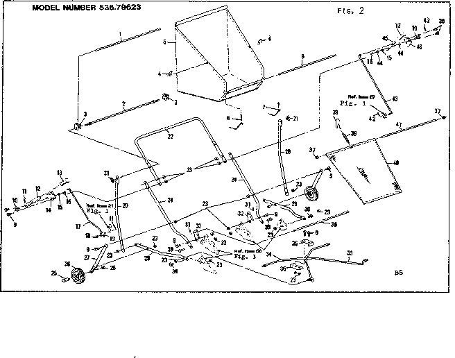 Handle Assembly Diagram and Parts List for 53679623  Craftsman Lawn Tractor